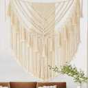 Jakalin Large Macrame Wall Hanging Handmade Art Home Decor 47" Wx 55" L Boho Wall Decor Wedding Bedroom Living Room Handmade Yarn Wall Art