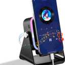 Wireless Induction Speaker 5-in-1 Bluetooth Speaker with Phone Holder, Surround Sound, 3500mAh, 8 RGB Ambient Lights, 360° Adjustable Stand, Holder for iPhone/Android/iPad Gifts for Men Women (Black)
