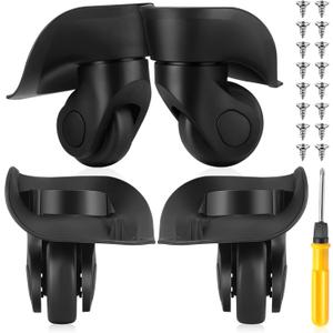 Silkfly 4 Pcs Luggage Wheels Replacement Travel Suitcase Caster Repair Kits with Screw Replacement Left and Right Wheels Mute Bearing Swivel for Luggage(Black, Large)