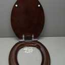 Angel Shield Durable Wood Veneer Natural Toilet Seat Metal Hinged Easy Clean Anti-scratch American Standard(Elongated,Dark Walnut) (Elongated-18.5)