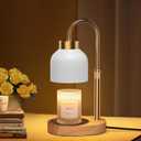 Candle Warmer Lamp, with Timer Dimmer and 2 Bulbs, Height and Brightness Adjustable, Modern Electric Wax Warmer for Women Mom, Best Birthday and House Warming Gift for New Home Decor (White)