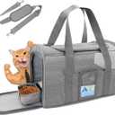 Refrze Cat Carrier for Large Cats 20 lbs, Medium Cats Under 25 lbs, Dog Carriers for Small Dogs, Soft Travel Pet Carrier for 2 Cats Small Dogs, Grey