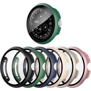 shenou [6-Pack] Case for Google Pixel Watch 4 41mm (2025 New), Hard PC Shockproof Bumper Cover with Tempered Glass Screen Protector for Google Pixel Watch 4 41mm