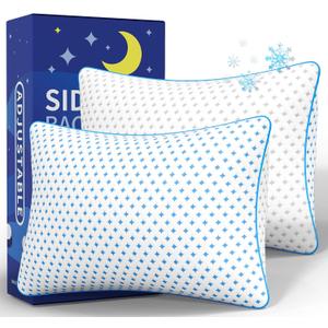 Pillows Queen Size Set of 2 for Sleeping, Cooling Adjustable Memory Foam Pillows, Dual Fill Design Helps Maintain Shape, Breathable Washable Cover