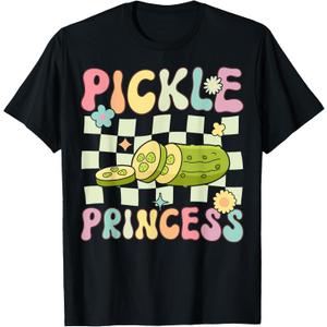 Pickle Princess Groovy Funny Pickle Girl Cucumber T-Shirt Small