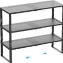 Expandable Spice Rack,Stackable Storage for Cabinet, Multi-Functional Kitchen Shelving,Height-Adjustable,Sustainable Organizer Solution(3Packs/Black/Medium) (MEDIUM:8.11"D x 16.54"W x 6.42"H)