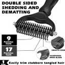 3PCS Self Cleaning Slicker Brush & Pet Grooming Rake & Flea Comb for Dogs,Cats and Horses | Double-Sided Dematting Comb & Skin Friendly Deshedding Grooming Tool | Premium Pet Supplies (Black)
