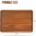 2 PCS 13 x 9 in Solid Acacia Wood Serving Trays Rectangular Wooden Serving Platters Natural Wooden Boards for Bar Coffee Party (Brown)