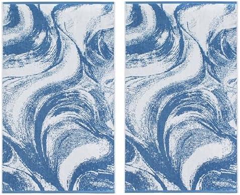 COTTON CRAFT Oversized XL Beach Towel - 2 Pack 39 x 68 inches Summer Wave Big & Huge Beach Blanket Towel - 100% Cotton Jacquard Velour - 450 GSM Super Soft Luxury - Pool Picnic Bath - Surf Blue