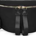 Eslcorri Crossbody Bags for Women, Small Vegan Leather Sling Bag & Fanny Pack, Trendy Crescent Bum Bag with Wide Guitar Strap, Anti-theft Chest Bag for Travel, Commuting & Shopping, Black