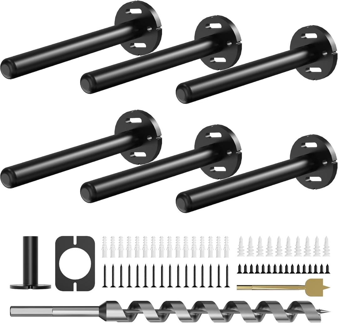 6pcs Wall Shelf Brackets Heavy Duty Floating Shelf Bracket Hidden,Invisible Black Shelving Brackets Decorative Floating Shelf Hardware Heavy Duty,Metal Shelf Support Bracket (6 inch-6pcs)