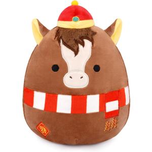 Chinese New Year Plush Horse,2026 Horse Plush with Embroidery and Hat,Chinese New Year Decorations 2026 Gifts for Kids Girls Boys (Brown)