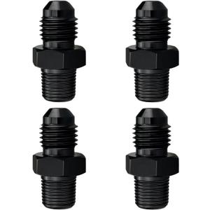 4AN Male Flare to 1/8" NPT Pipe Fitting Adapter Aluminum Straight Black, Pack of 4