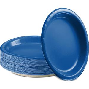 Paper Dinner Plates Royal Blue, 8 1/2 Inches Paper Plates Disposable, Strong and Sturdy Disposable Plates for Party, Dinner, Holiday Party Plates, Pack of 50 - By Enday