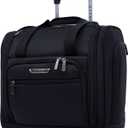TPRC 15 Underseat Carry-On Luggage Airline Approved Personal Item with USB Charging Port, Black, Underseater 15-inch