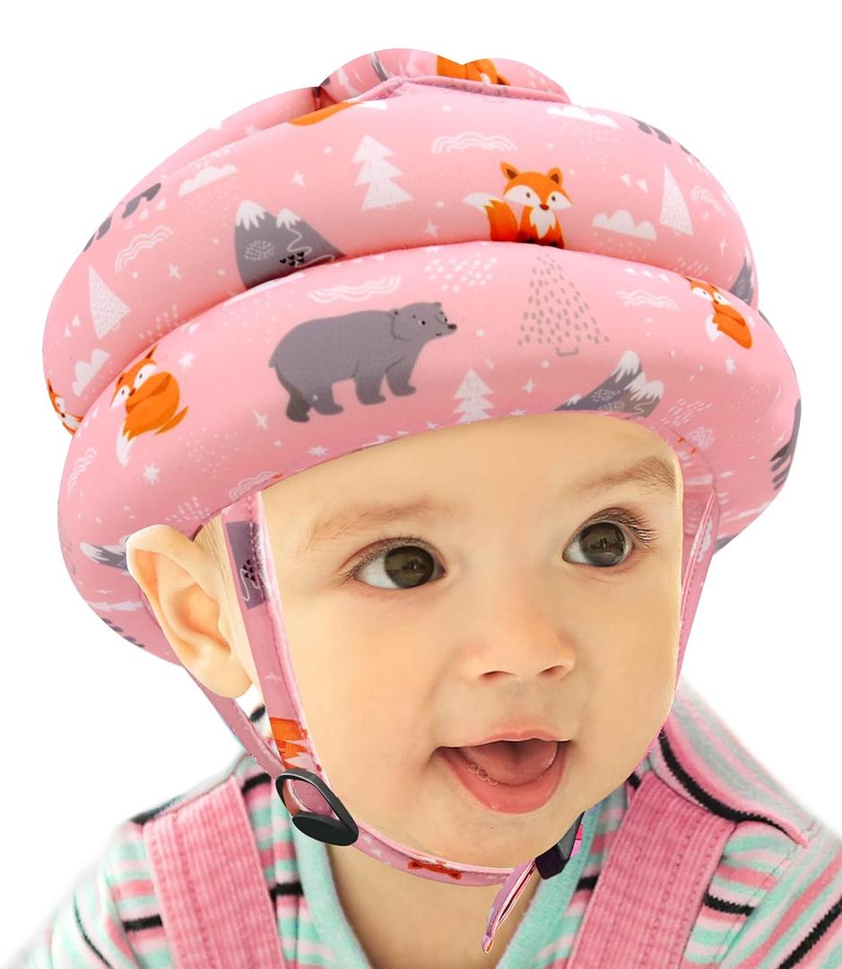 Simply Kids Baby Helmet for Crawling Walking I Baby Head Protector No Bumps and Soft Cushion Infant Baby Safety Headguard for Learning to Walk I Toddler Helmets 1-2 Years Old (Pink Fox)