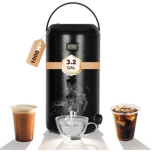 12 L/3.2 Gallon Electric Heating Insulated Beverage Dispenser, 75 Cup Cold&Hot Drink Dispenser with Temperature Display, for Juice, Milk, Coffee, and Hot Tea  