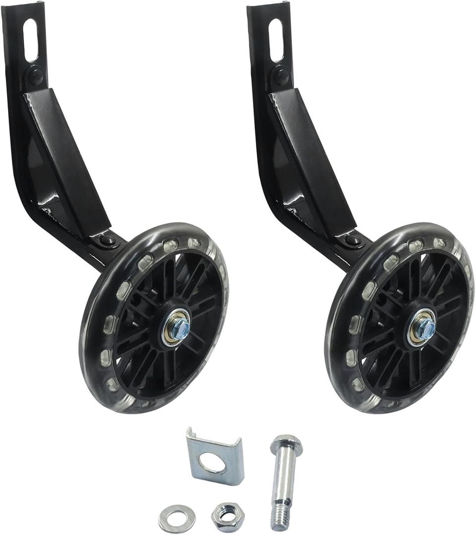 Piutouyar Bicycle Auxiliary Wheel Accessories for 16 Inch Bike, Bicycle Training Wheels Kids Training Bike Wheel for Variable Speed and Single Speed Bikes(Black+White)