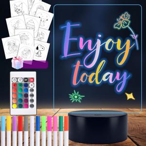 Acrylic Dry Erase Note Board, 16 Color Changing Lumiboard with Remote Control, Writing Message Board Acrylic Night Light, Room Decor for Teen Girls Boys, Rectangular Scratch Resistant Panel