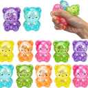 Glitter Bear Squishy Toys, 12 Pack 2 Inch Cute Bear Slow Rising Stress Relief Squeeze Toys for Kids & Adults Birthday Gifts, Party Favors, Goodie Bag Fillers, Classroom Rewards