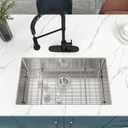 Kitchen Sink 30x18 Inch Undermount Sink Stainless Steel 16 Gauge Single Bowl Kitchen Sinks Set (5 Item Bundle: Sink, Bottom Grid, Drain Assembly, Drain Cap, Towel)