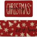 Artoid Mode Xmas Trees Snowflake Let It Snow Merry Christmas Kitchen Mats Set of 2, Winter Decor Low-Profile Kitchen Rugs - 17x29 and 17x47 Inch