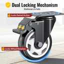 4 inch Swivel Caster Wheels with Safety TotalLock, 360Degree Heavy Duty Plate Casters MaxLoad Capacity2400lbs, Black (Set of 8)