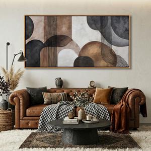 Modern Wall Art Brown Minimalist Wall Art for Living Room Beige Neutral Wall Pictures Gallery Style Piece, Framed Large Abstract Decor for Bedroom and Office Artwork for Walls 20×40IN