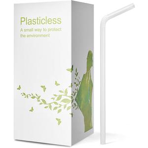 200 Count 100% Plant-Based Compostable 10.25 in Long PLA Straws-Plasticless Biodegradable Bendy Drinking Straws-A Fantastic Eco Friendly Alternative to Plastic Straw (White)