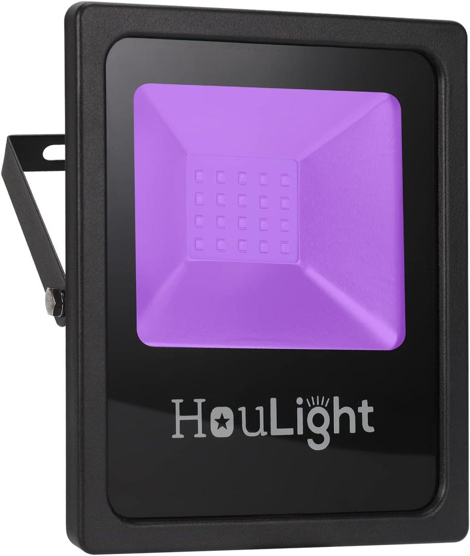 20W UV LED Black Light, HouLight High Power LED Blacklight IP65-Waterproof for Blacklight Party Supplies, Neon Glow, Glow in The Dark (Uv Led Wide Flood Light, 20 Watts)