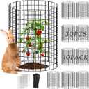30Pcs 12"x 16" Large Wire Plant Protectors from Animals, 10 Packs Metal Plant Cages Mesh Chicken Wire Cloche with Nylon Ties and Ground Stakes, Garden Cloches for Plants, Poultry, VegetablesBlack