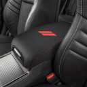 INTGET New Upgraded Center Console Cover for Dodge Charger Accessories 2011-2020 2021 2022 2023 for Chrysler 300 2015-2022 Leather Armrest Cover Console Lid Protector Cushion Pad (Red Stitches)