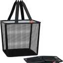 STORAGE MANIAC Collapsible Laundry Basket, 16.9 Gal. Large Pop-up Laundry Hamper with Long Carry Handles, Space-Saving Foldable Clothes Hamper with Bottom Elastic Band, Travel Laundry Bags, Mesh Black