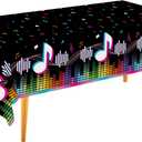 Gatherfun Music Party Disposable Tablecloth, Plastic Table Cover for Music Themed Birthday Party, 3 PCS, 54x108