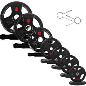 Fitvids 2 Inch Olympic Barbell Weight Plates Set, 255 LB(2.5-45 LB) Barbell Weight Set for Home Gym Strength Training, Rubber Coate Design