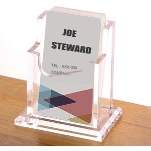 PARTSPOWER Acrylic Business Card Holder for Desk, Vertical Clear Business Name Card Display Stand, Desk Accessory Business Name Card Organizer (Vertical, 1-Slot)