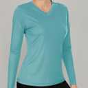 Boladeci Women's Swim Shirts Long Sleeve V Neck T Shirts UPF 50+ Sun Protection Quick Dry Rash Guard (Green, S)