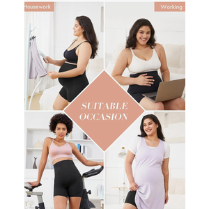HOFISH Maternity Short for Women Over The Belly Pregancy Biker Short  Workout Active Running Short Pants with Pockets, L