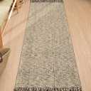 Collive Farmhouse Hallway Runner Rug, 2x6 Hand-Woven Reversible Washable Runners for Kitchen Floor, Natural/Black Cotton Laundry Room Rugs Modern Boho Kitchen Sink Carpet for Bathroom Foyer Bedroom