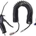 Air Blow Gun Kit Air Duster Cleaning Nozzle Blow Spray Tool Kit with 5 Meter Long Coil PU Air Hose,58mm(Black)