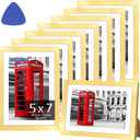5x7 Picture Frames 8 Pack, Gold Frames for Wall or Tabletop Display, Photo Frame Collage with HD Plexiglass for Home Office Wall Decor, Display Pictures 4x6 with Mat or 5x7 Without Mat