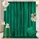 Green Sequin Backdrop Curtains 9.6x10ft - Photography Backdrops with Non-Shedding Glitter Wrinkle-Free Stage Drapes for Wedding Christmas Studio Shoots (4.8x10ft 2 Panels)