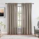 Melodieux Taupe Velvety Semi Sheer Curtains 96 Inch Length for Bedroom, Living Room Natural Cotton Texture Rod Pocket Window Sheer Drapes, 52 by 96 Inch (2 Panels)