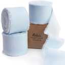 Ribbli 3 Rolls Light Blue Ribbon 1.5 Inch x 18Yards Handmade Cotton Frayed Fringe Ribbons for Gift Wrapping Wedding Invites Bridal Bouquets Baby Shower DIY Crafts Home Decor (1-1/2 inch)