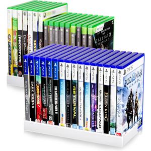 Nargos Video Game Storage Holder for for PS5/ PS4/ PS3/ PS2/ Xbox One/Xbox 360 and Xbox Series X/S/Wii/Switch/Switch 2 Game Cases, DVD and Blu-Ray Organizer for Desk (2, White)