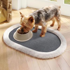 Pet Feeding Mat, Dog Food Mats Absorbent Pet Placemat for Food and Water Bowl with Non Slip Rubber Backing for Dog and Cat (12"x19", Gey)