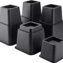 BTSD-home Bed Risers 8 Inch Adjustable, 4-Pack Stackable Furniture Risers, 3, 5, 8 Inch Height, Heavy Duty for Under-Bed Storage, Couch, Desk and Table Legs, Black