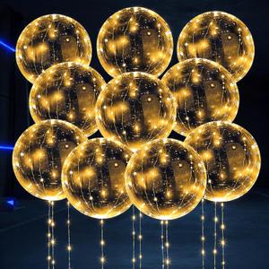 LED Light Up Balloons 10 Pack  20" Transparent Glow Balloons Light Up with LED String Lights & Switch, Easy Air or Helium Use for Special Events, Weddings, Party Decorations & Festive Nights