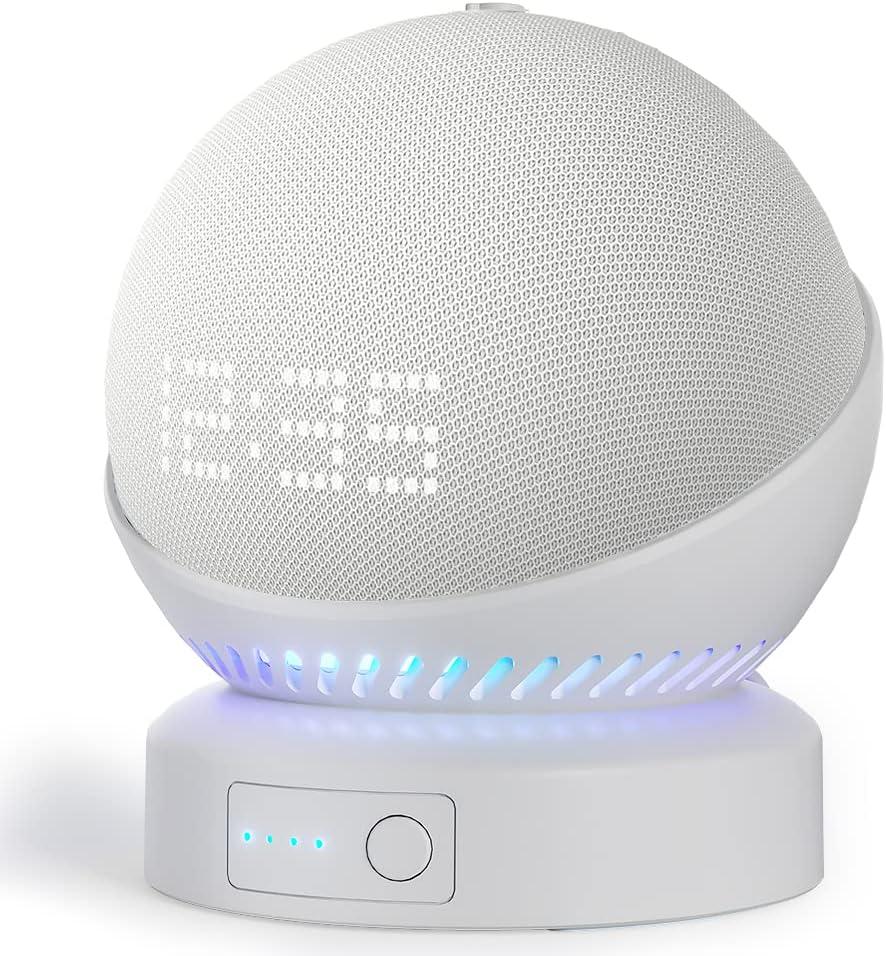 Battery Base for Echo Dot 5th Generation Make Echo Dot 5 Portable Echo Dot 5th and Home Mini Stand Accessories, Not Including The Speaker (White)
