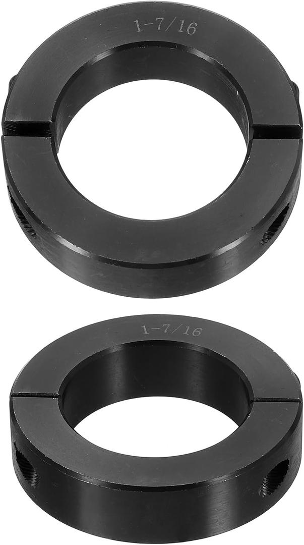 uxcell 2pcs Double Split Shaft Collar for 1-7/16" Shaft, Two-Piece Clamping Collar, 2-1/4" OD, 9/16" Width, Black Oxide Steel Lock Collar Clamp, Set Screw Style